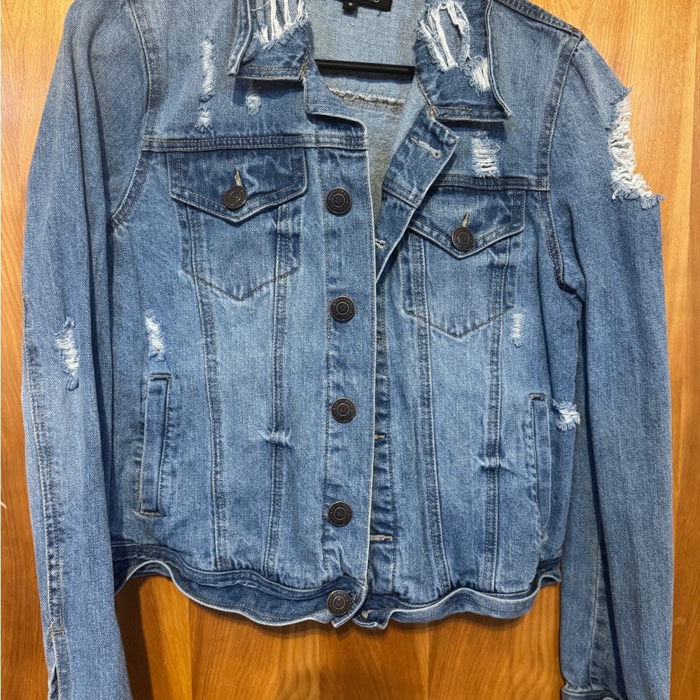 Women's Distressed Blue Jean Jacket